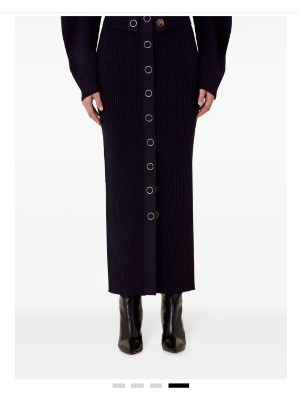 NICHOLAS Black Ribbed Button-Front Maxi Skirt